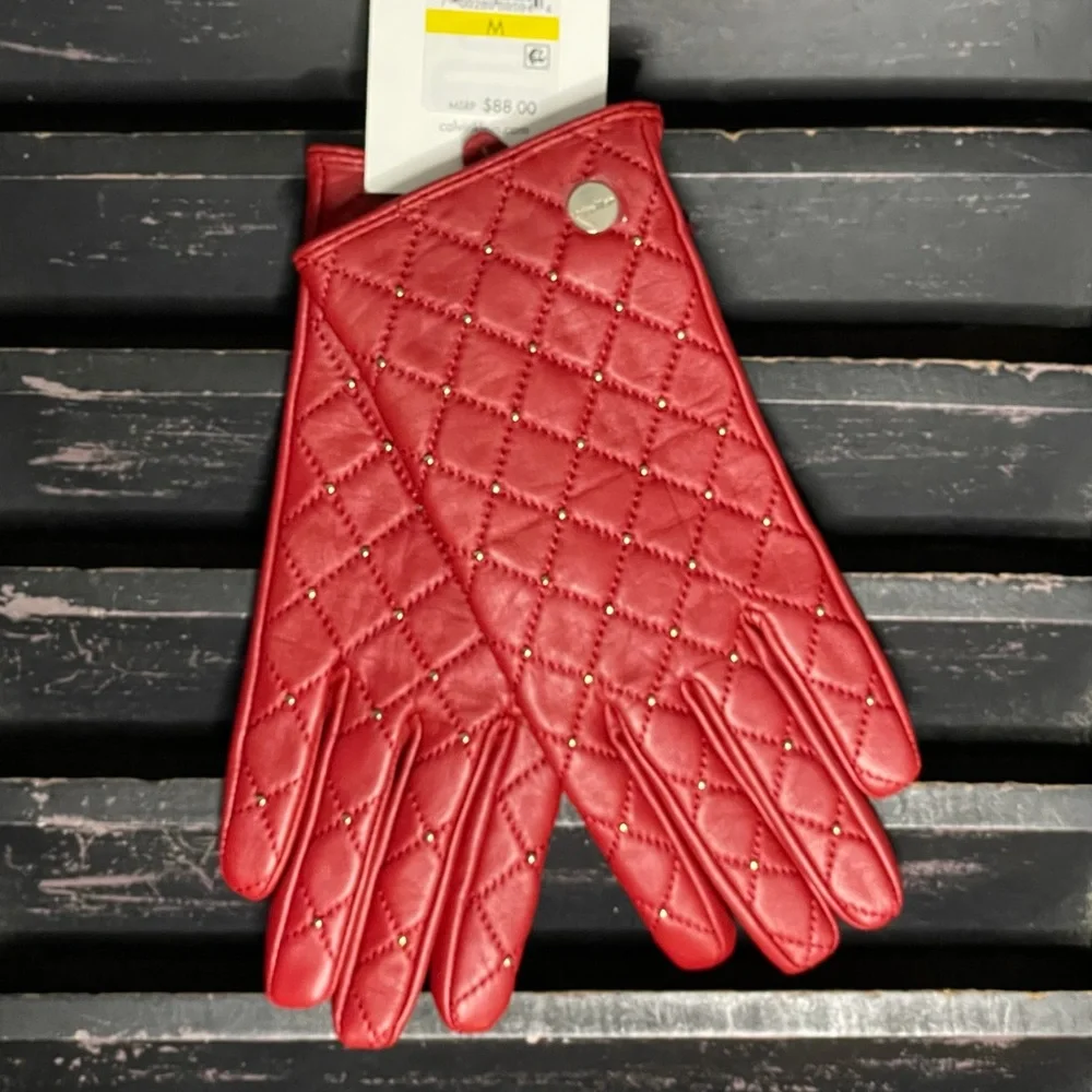CALVIN KLEIN Quilted Genuine Leather Gloves